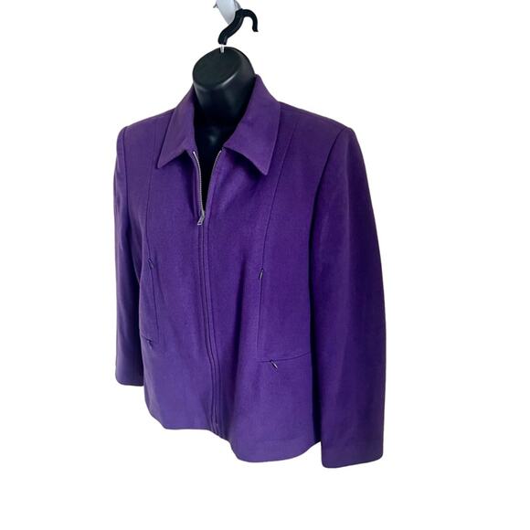 Harve Bernard Petites Purple Jacket Women 10P Wool Blend Classic Luxury Timeless - Picture 3 of 7